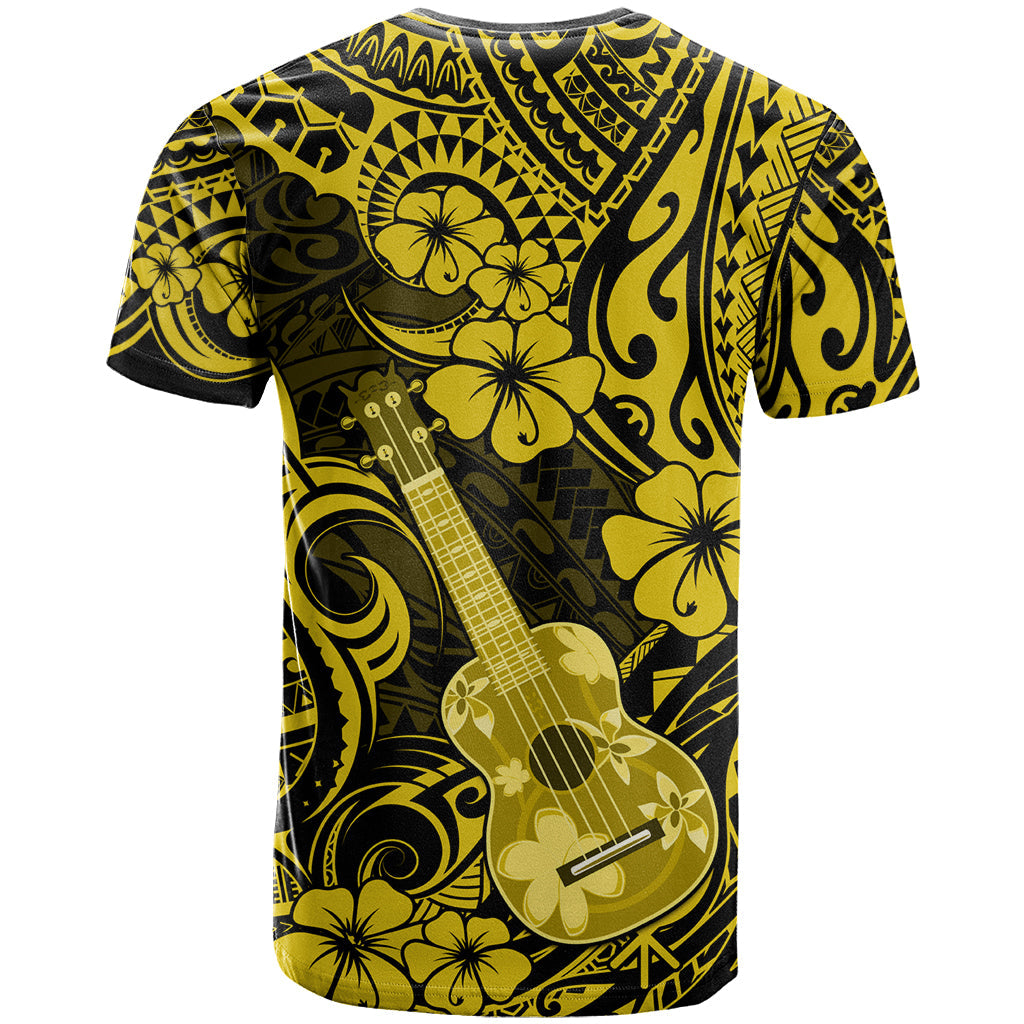 Hawaii Ukulele T-Shirt Polynesian Pattern Yellow Version Graphic Tee