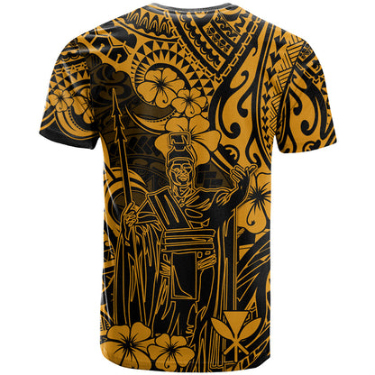 Hawaii King Kamehameha T-Shirt Polynesian Pattern Gold Version Graphic Tee