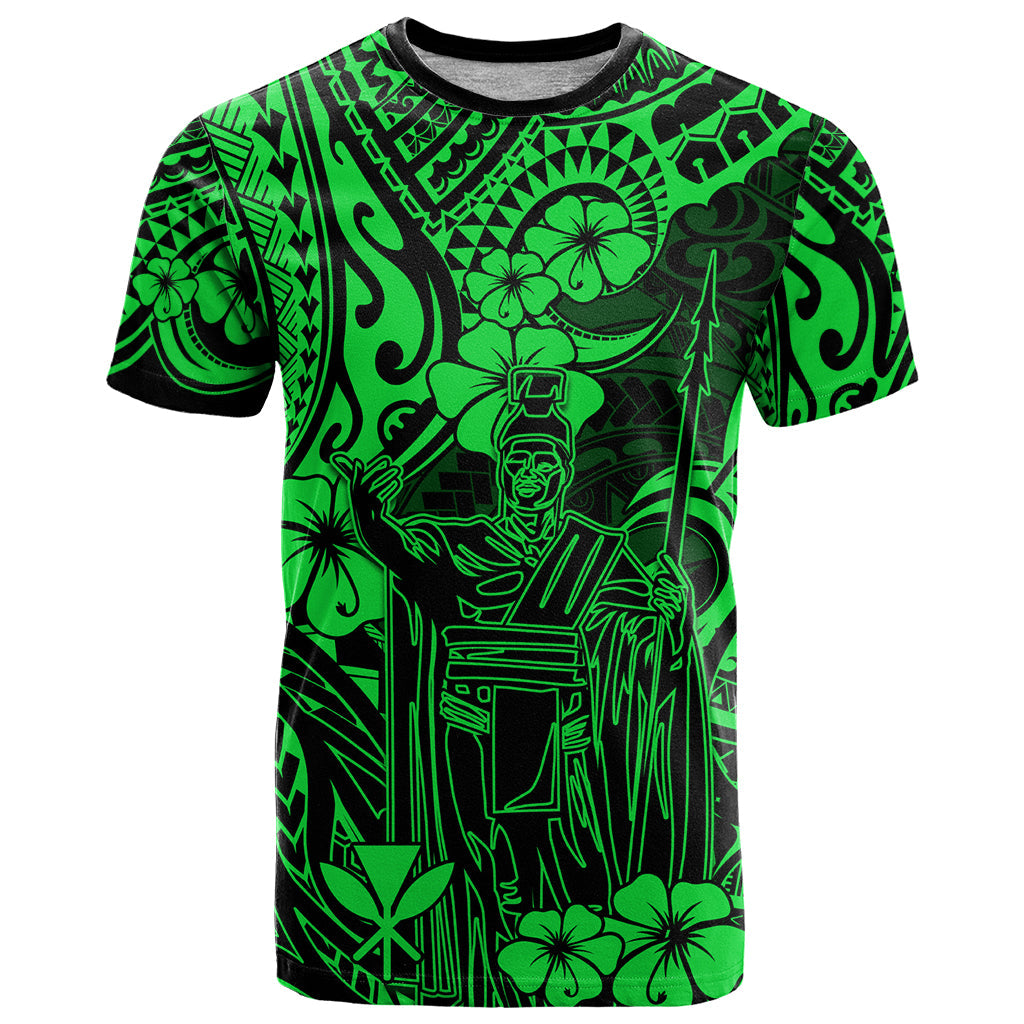 Hawaii King Kamehameha T-Shirt Polynesian Pattern Green Version Graphic Tee