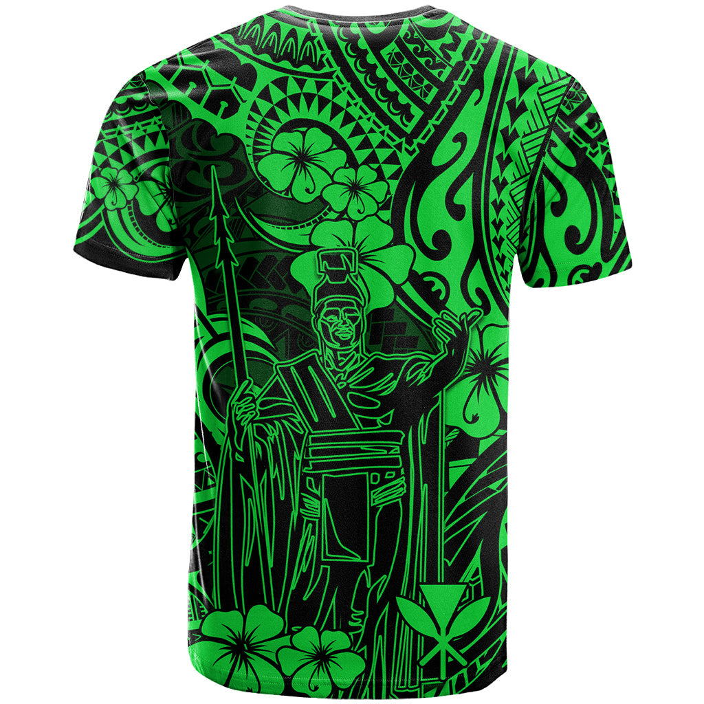 Hawaii King Kamehameha T-Shirt Polynesian Pattern Green Version Graphic Tee