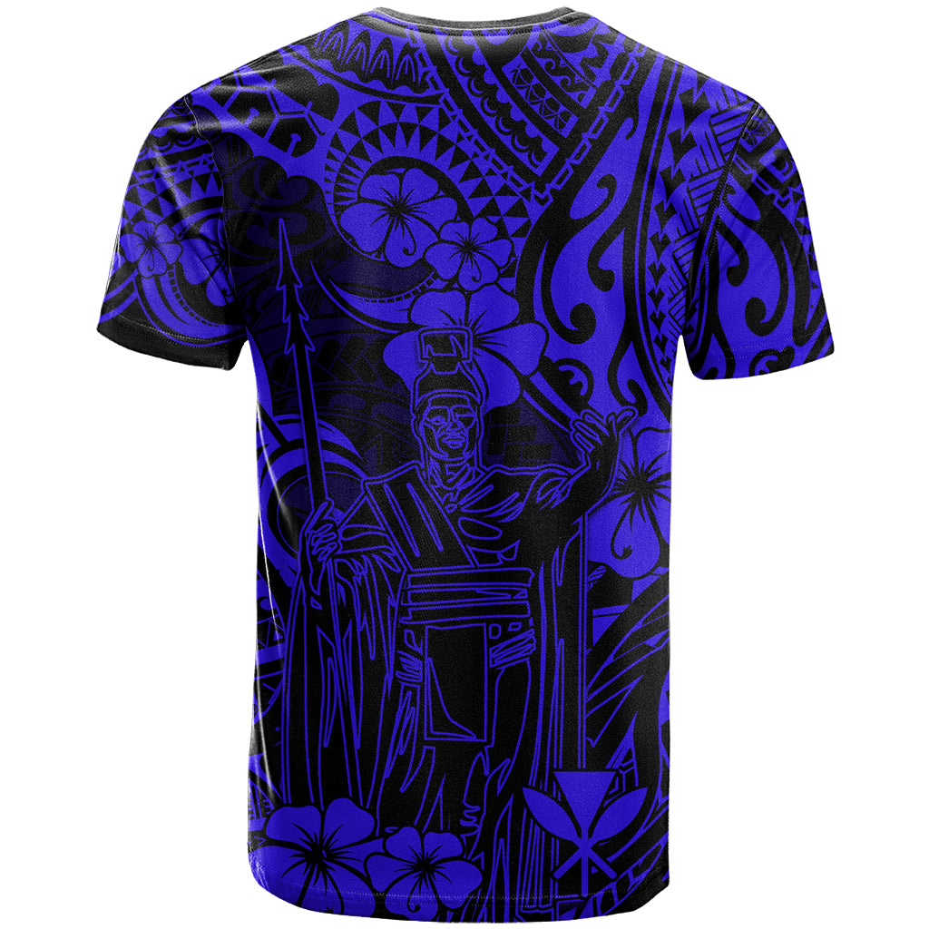 Hawaii King Kamehameha T-Shirt Polynesian Pattern Navy Blue Version Graphic Tee