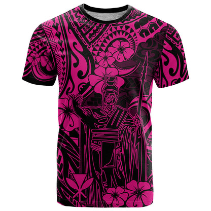 Hawaii King Kamehameha T-Shirt Polynesian Pattern Pink Version Graphic Tee