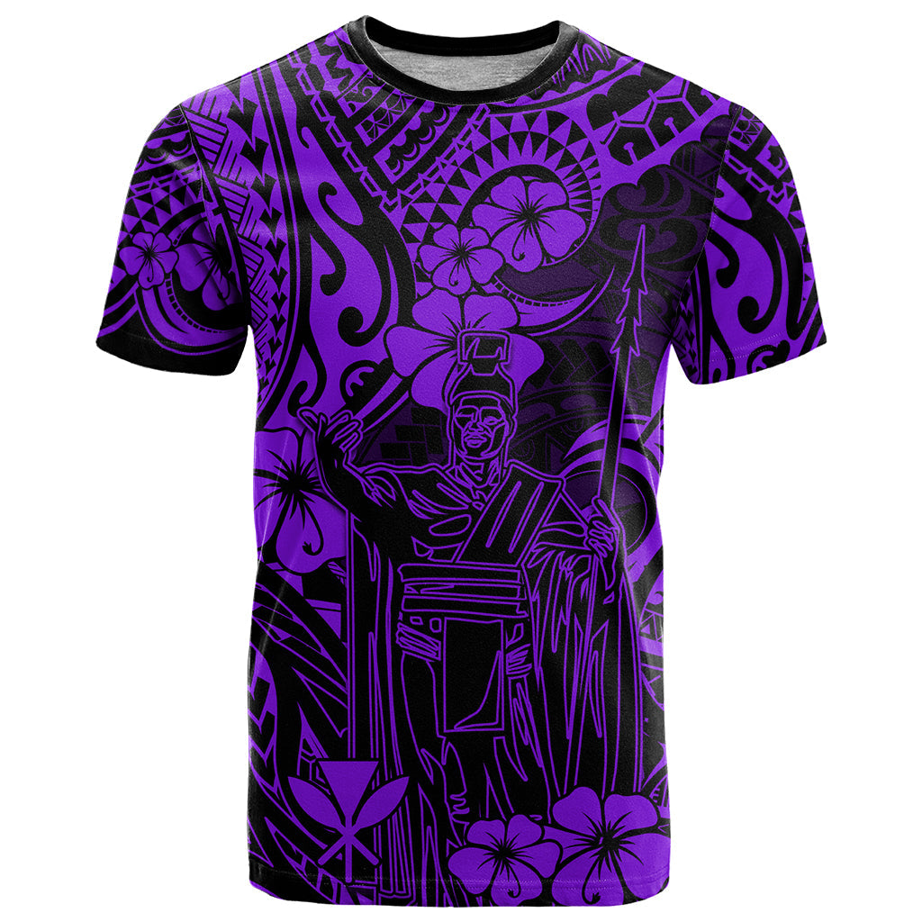 Hawaii King Kamehameha T-Shirt Polynesian Pattern Purple Version Graphic Tee