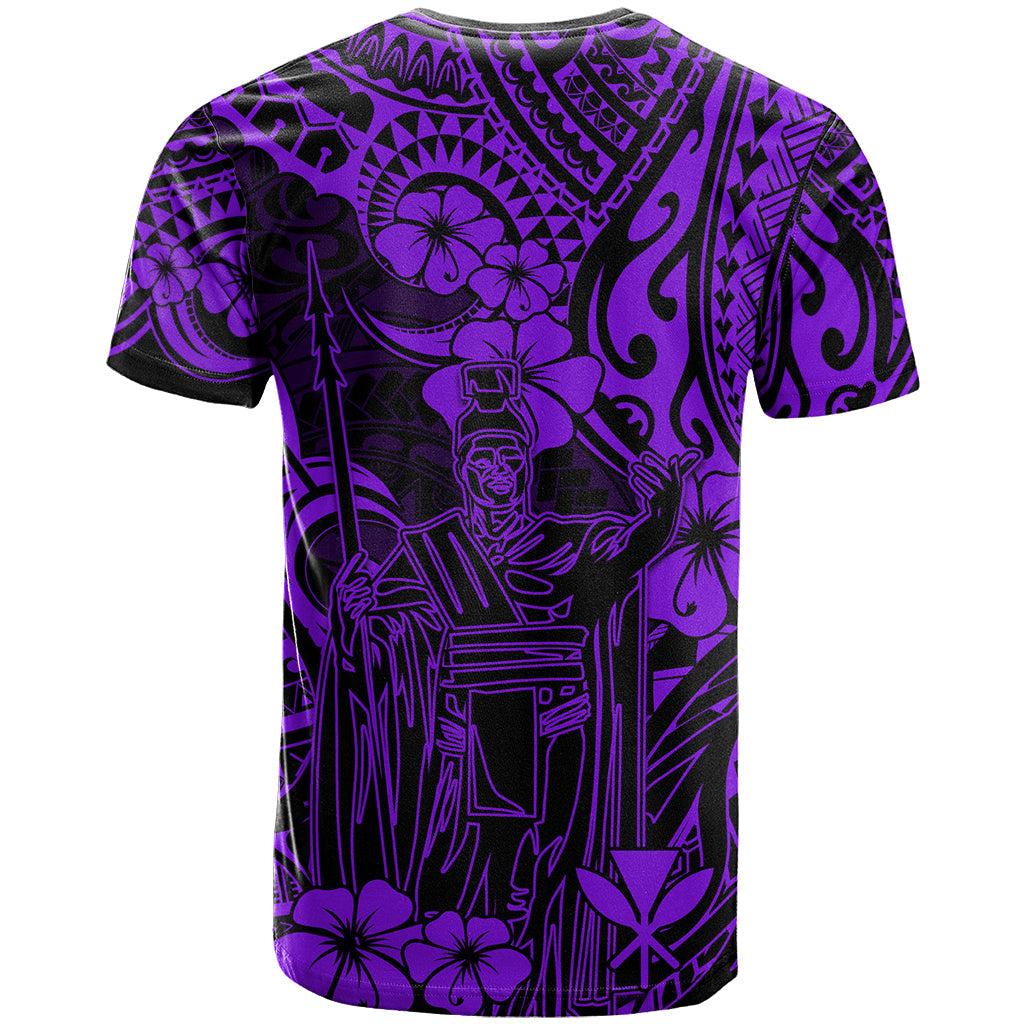 Hawaii King Kamehameha T-Shirt Polynesian Pattern Purple Version Graphic Tee