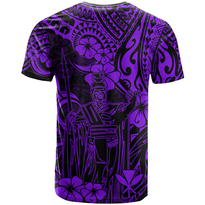 Hawaii King Kamehameha T-Shirt Polynesian Pattern Purple Version Graphic Tee