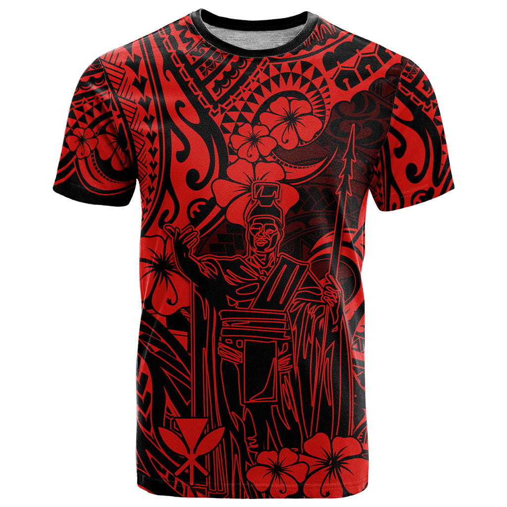 Hawaii King Kamehameha T-Shirt Polynesian Pattern Red Version Graphic Tee