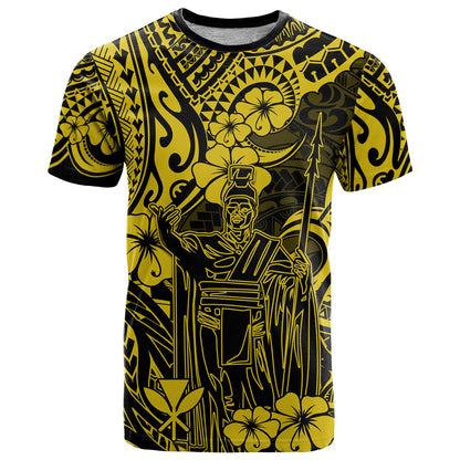 Hawaii King Kamehameha T-Shirt Polynesian Pattern Yellow Version Graphic Tee