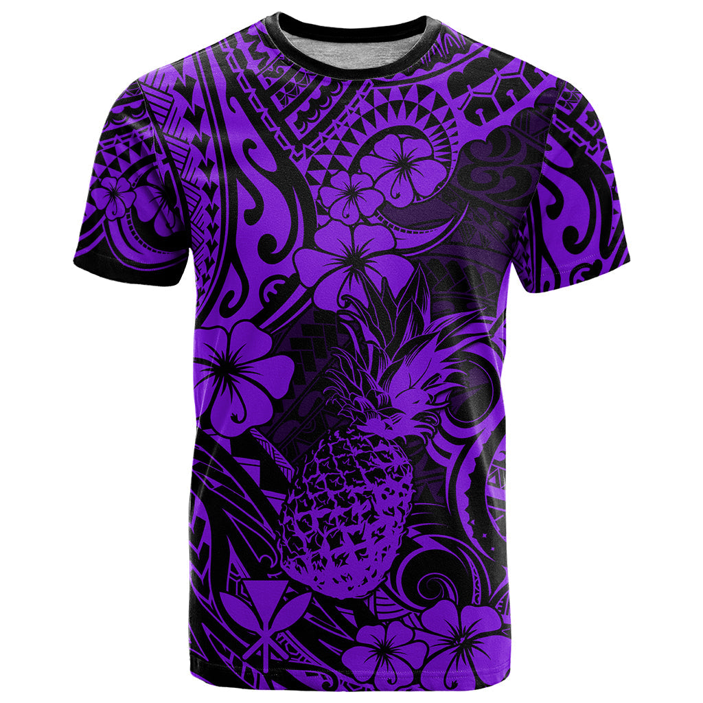 Hawaii Pineapple T-Shirt Polynesian Pattern Purple Version Graphic Tee