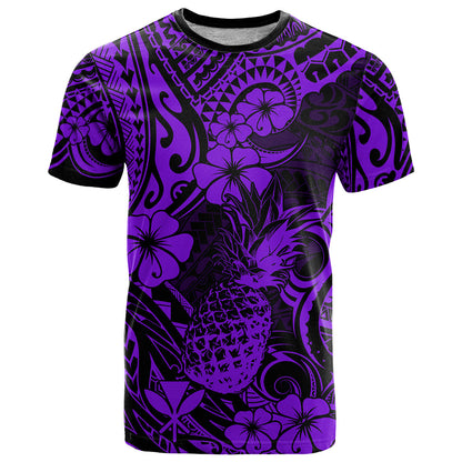 Hawaii Pineapple T-Shirt Polynesian Pattern Purple Version Graphic Tee