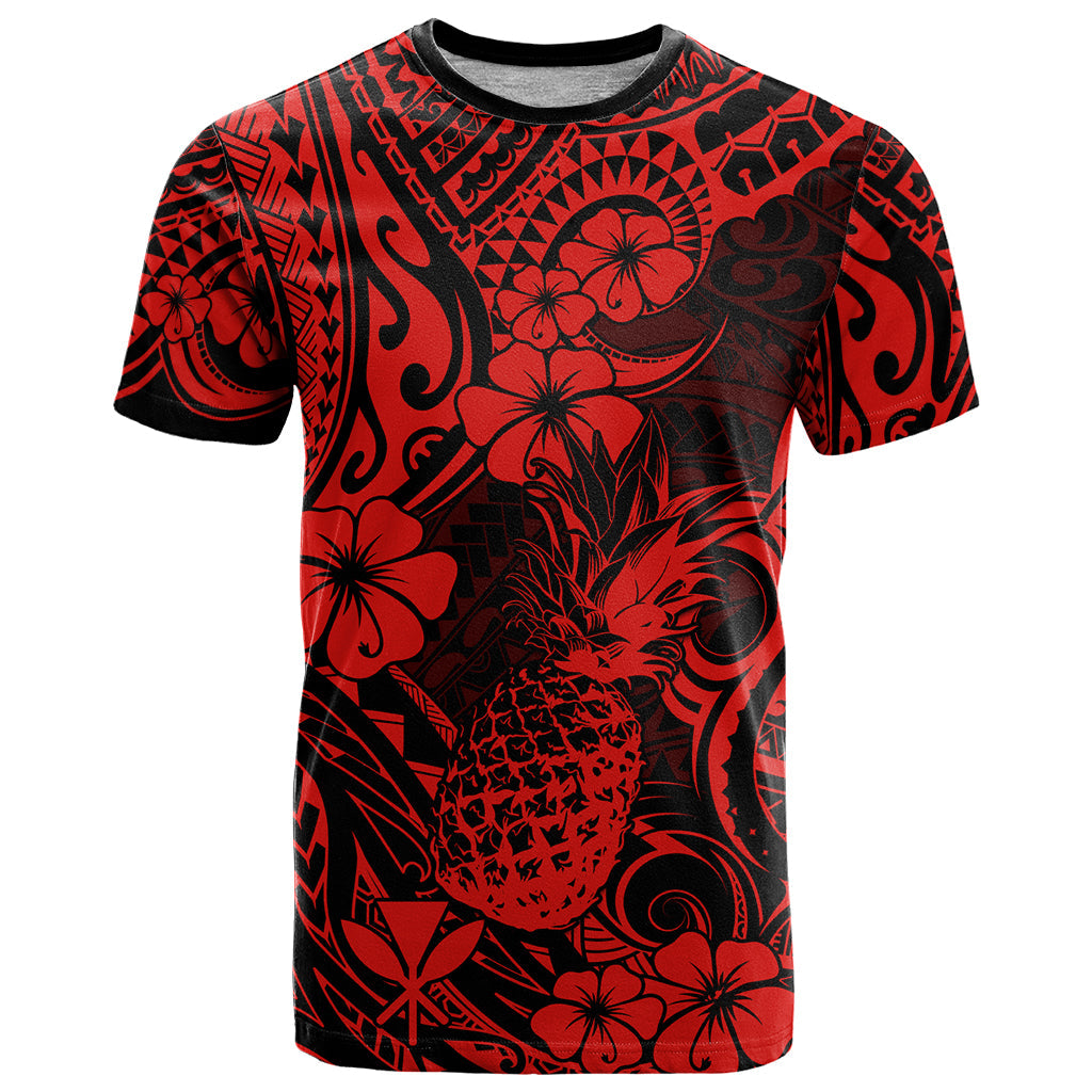 Hawaii Pineapple T-Shirt Polynesian Pattern Red Version Graphic Tee
