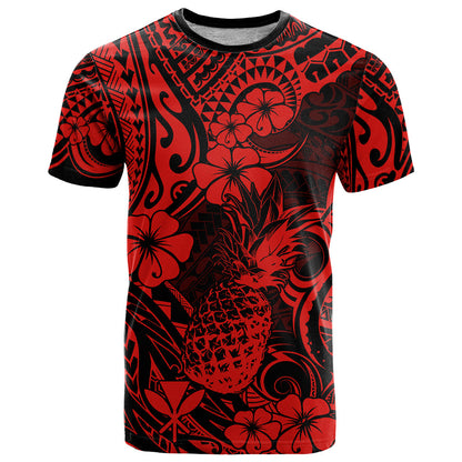 Hawaii Pineapple T-Shirt Polynesian Pattern Red Version Graphic Tee