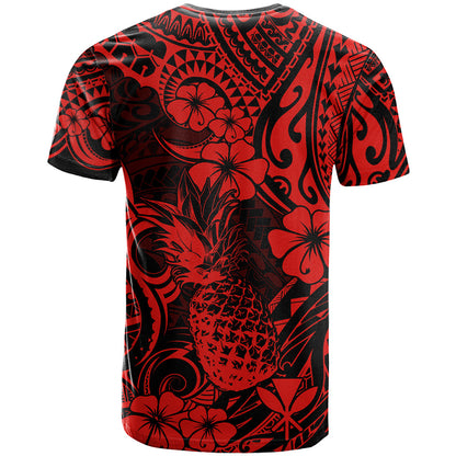 Hawaii Pineapple T-Shirt Polynesian Pattern Red Version Graphic Tee