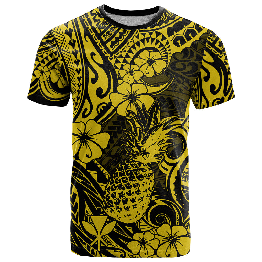 Hawaii Pineapple T-Shirt Polynesian Pattern Yellow Version Graphic Tee