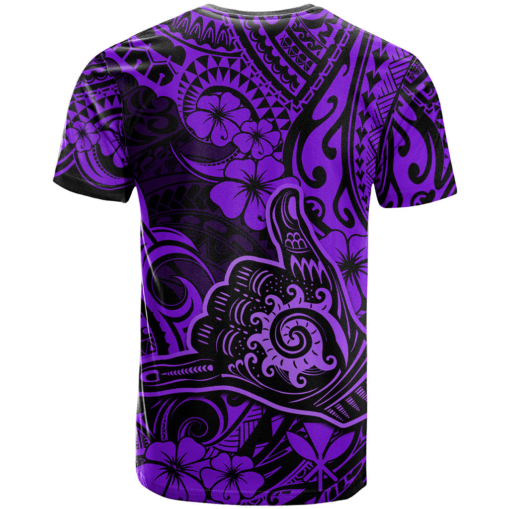 Hawaii Shaka Sign T-Shirt Polynesian Pattern Purple Version Graphic Tee