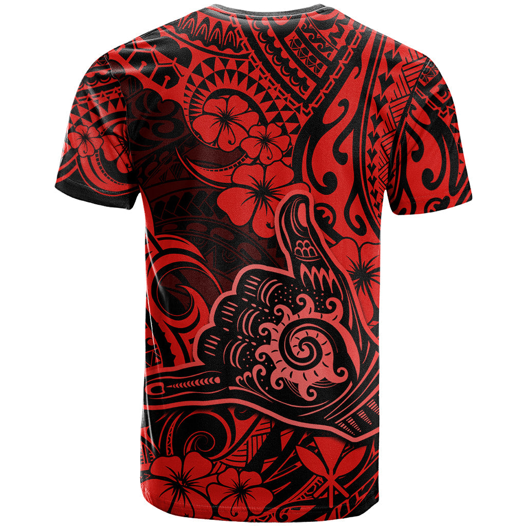 Hawaii Shaka Sign T-Shirt Polynesian Pattern Red Version Graphic Tee