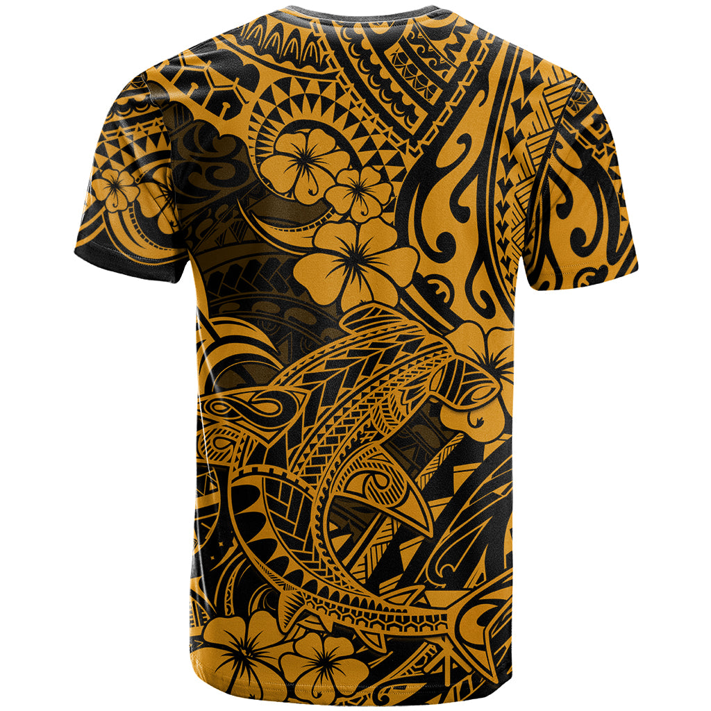 Hawaii Shark T-Shirt Polynesian Pattern Gold Version Graphic Tee