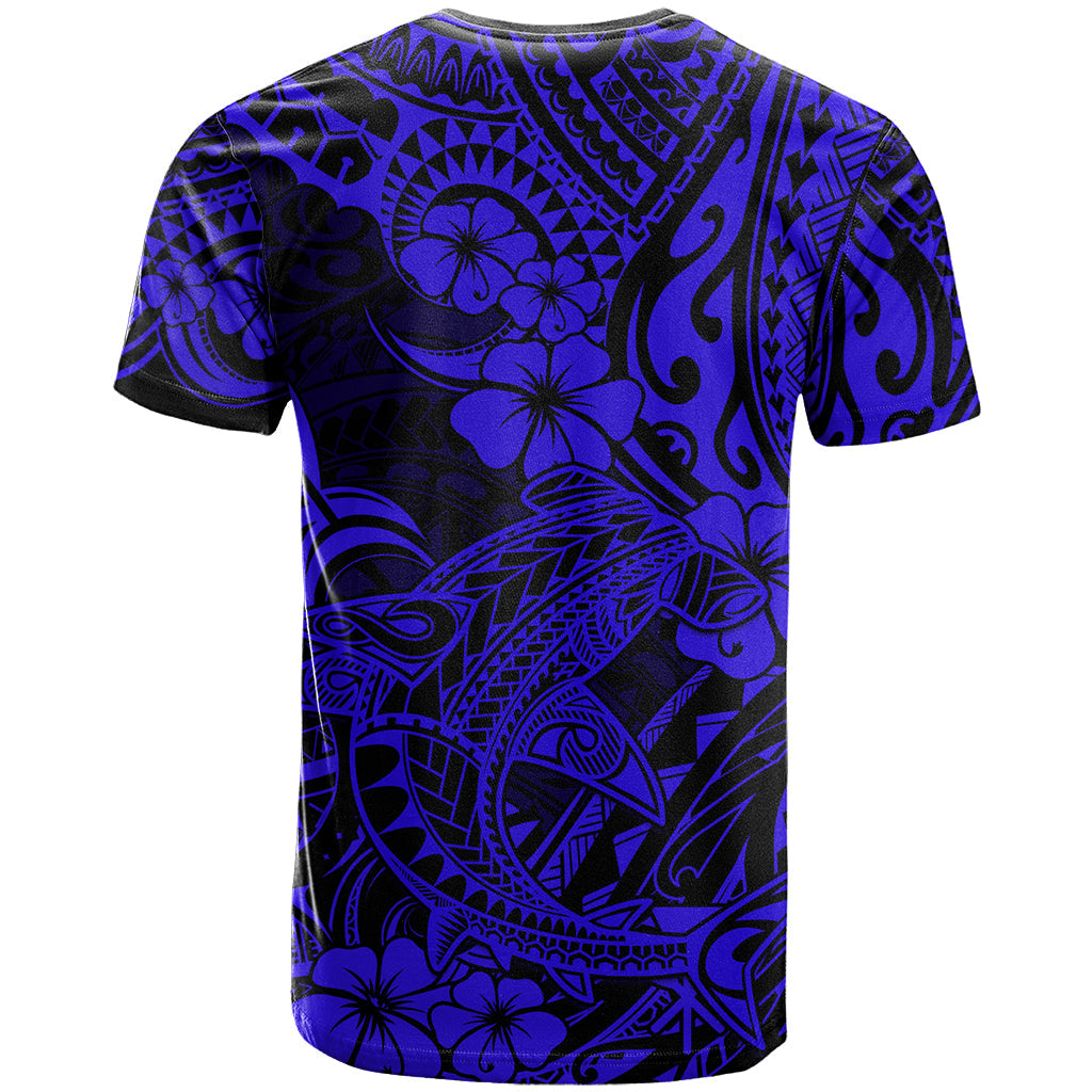 Hawaii Shark T-Shirt Polynesian Pattern Navy Blue Version Graphic Tee