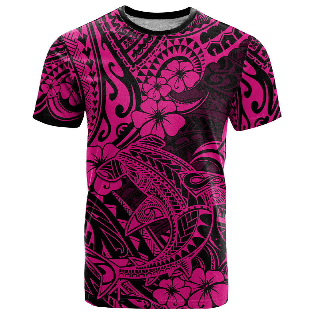 Hawaii Shark T-Shirt Polynesian Pattern Pink Version Graphic Tee