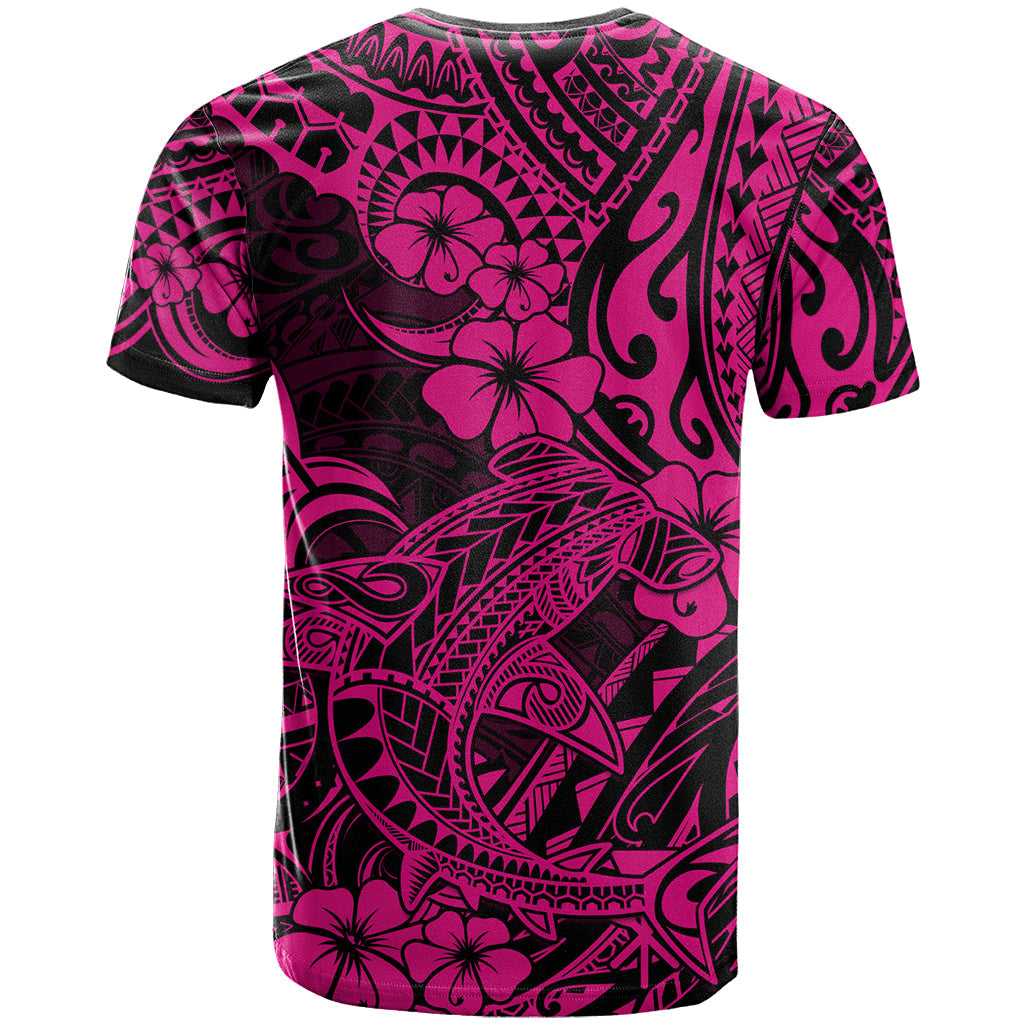Hawaii Shark T-Shirt Polynesian Pattern Pink Version Graphic Tee