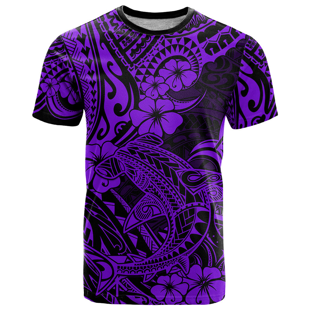 Hawaii Shark T-Shirt Polynesian Pattern Purple Version Graphic Tee