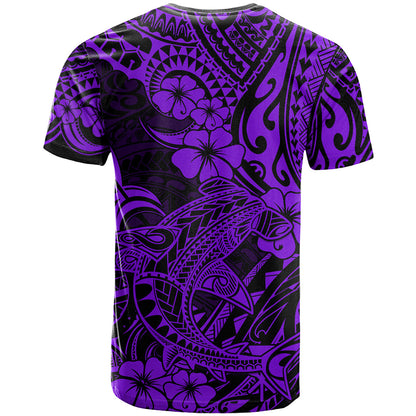 Hawaii Shark T-Shirt Polynesian Pattern Purple Version Graphic Tee