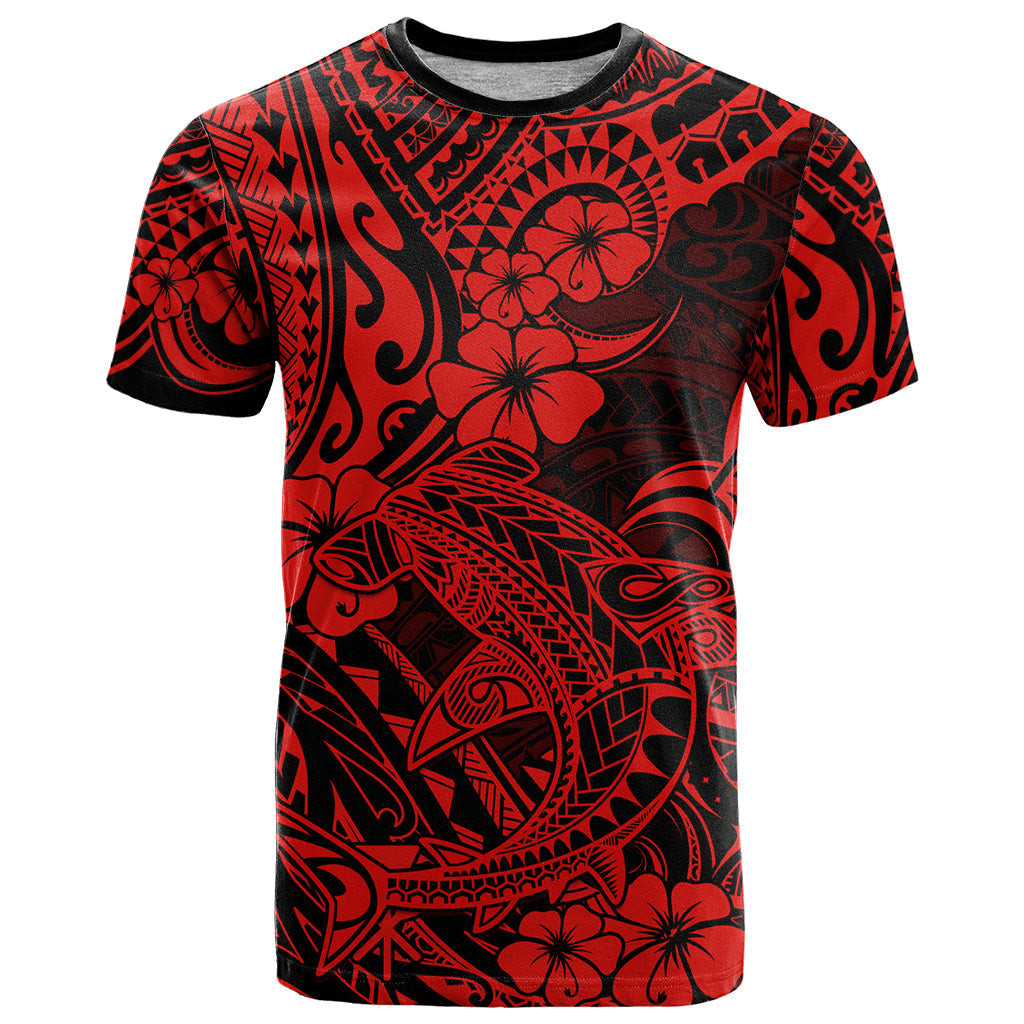Hawaii Shark T-Shirt Polynesian Pattern Red Version Graphic Tee