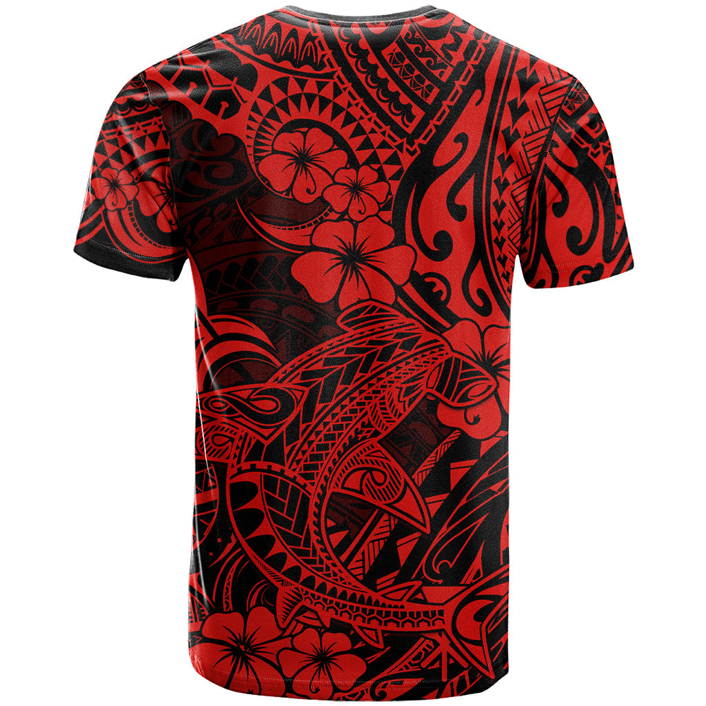 Hawaii Shark T-Shirt Polynesian Pattern Red Version Graphic Tee