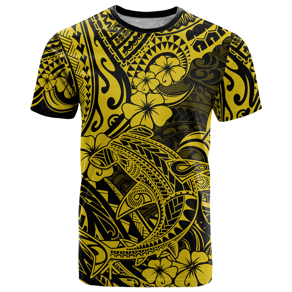 Hawaii Shark T-Shirt Polynesian Pattern Yellow Version Graphic Tee