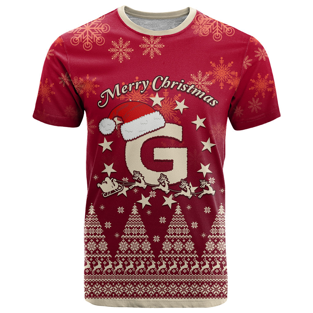 Georgia Christmas T-Shirt Santa Riding Reindeer Xmas Pattern Graphic Tee