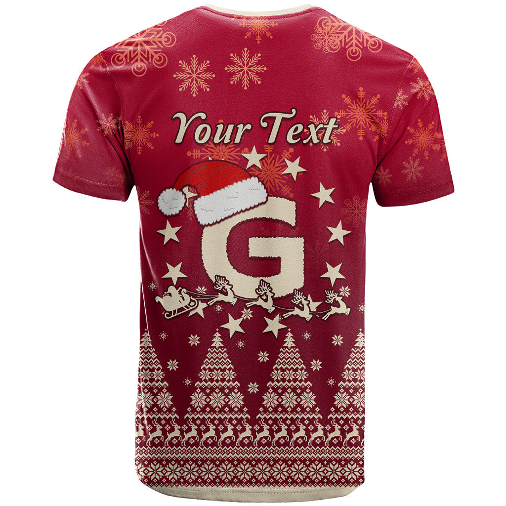 Georgia Christmas T-Shirt Santa Riding Reindeer Xmas Pattern Graphic Tee