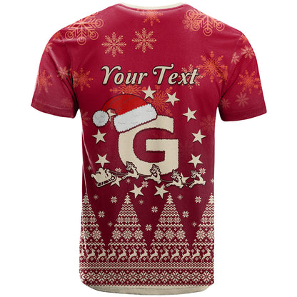 Georgia Christmas T-Shirt Santa Riding Reindeer Xmas Pattern Graphic Tee