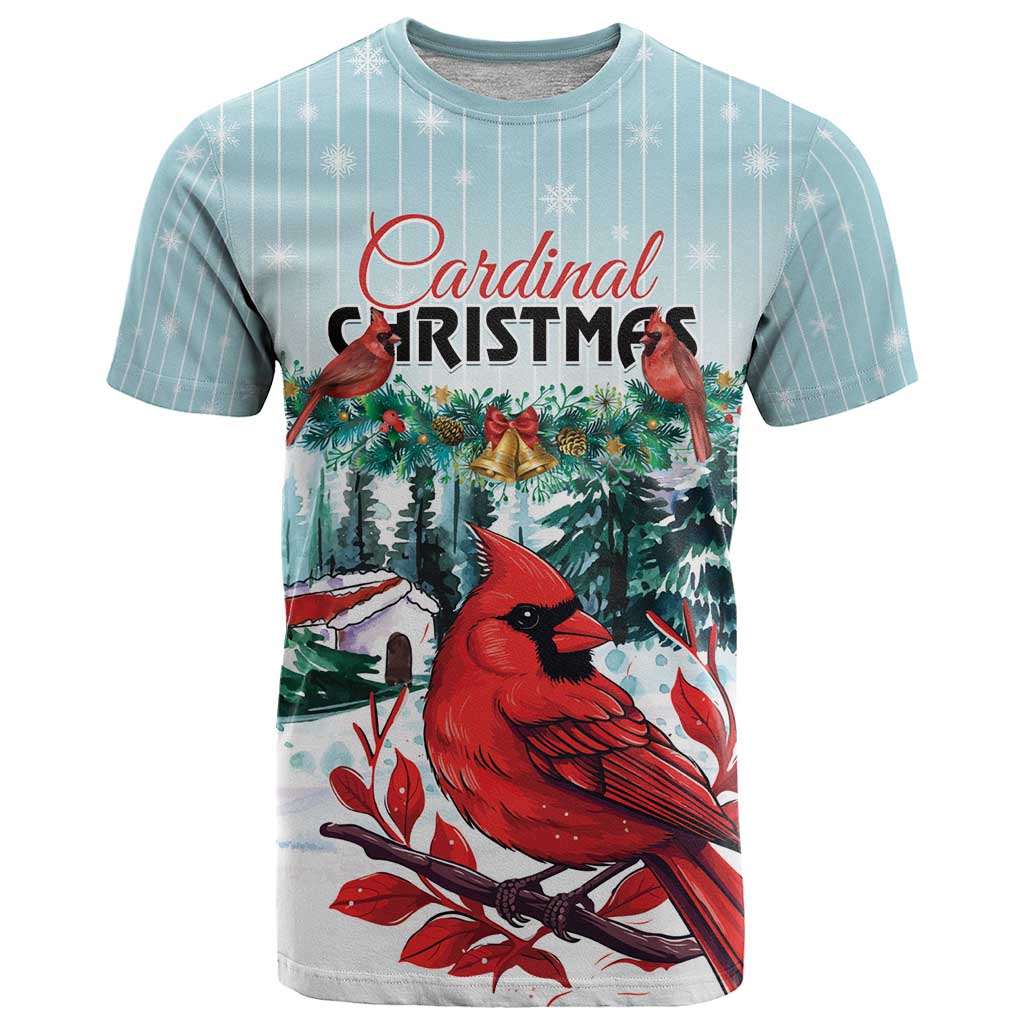 Personalised Cardinal Christmas T-Shirt Snowflake Xmas Tree Graphic Tee