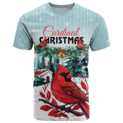 Personalised Cardinal Christmas T-Shirt Snowflake Xmas Tree Graphic Tee