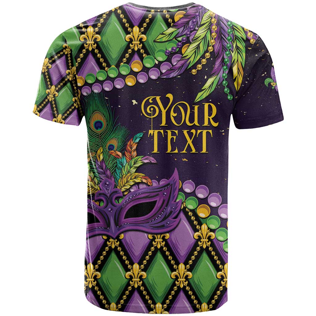 Personalized Mardi Gras T-Shirt Luxury Mask Fleur De Lis Graphic Tee