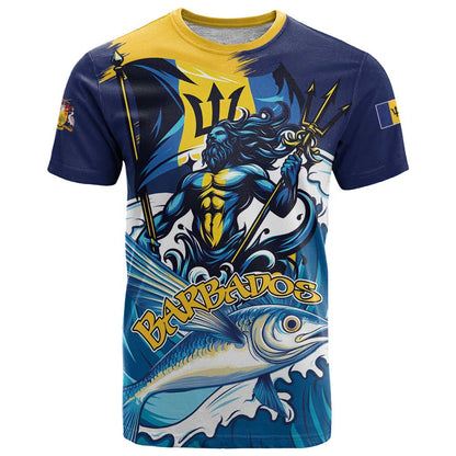 Personalized Barbados God Of The Sea T-Shirt Bajan Flying Fish Special Version Graphic Tee