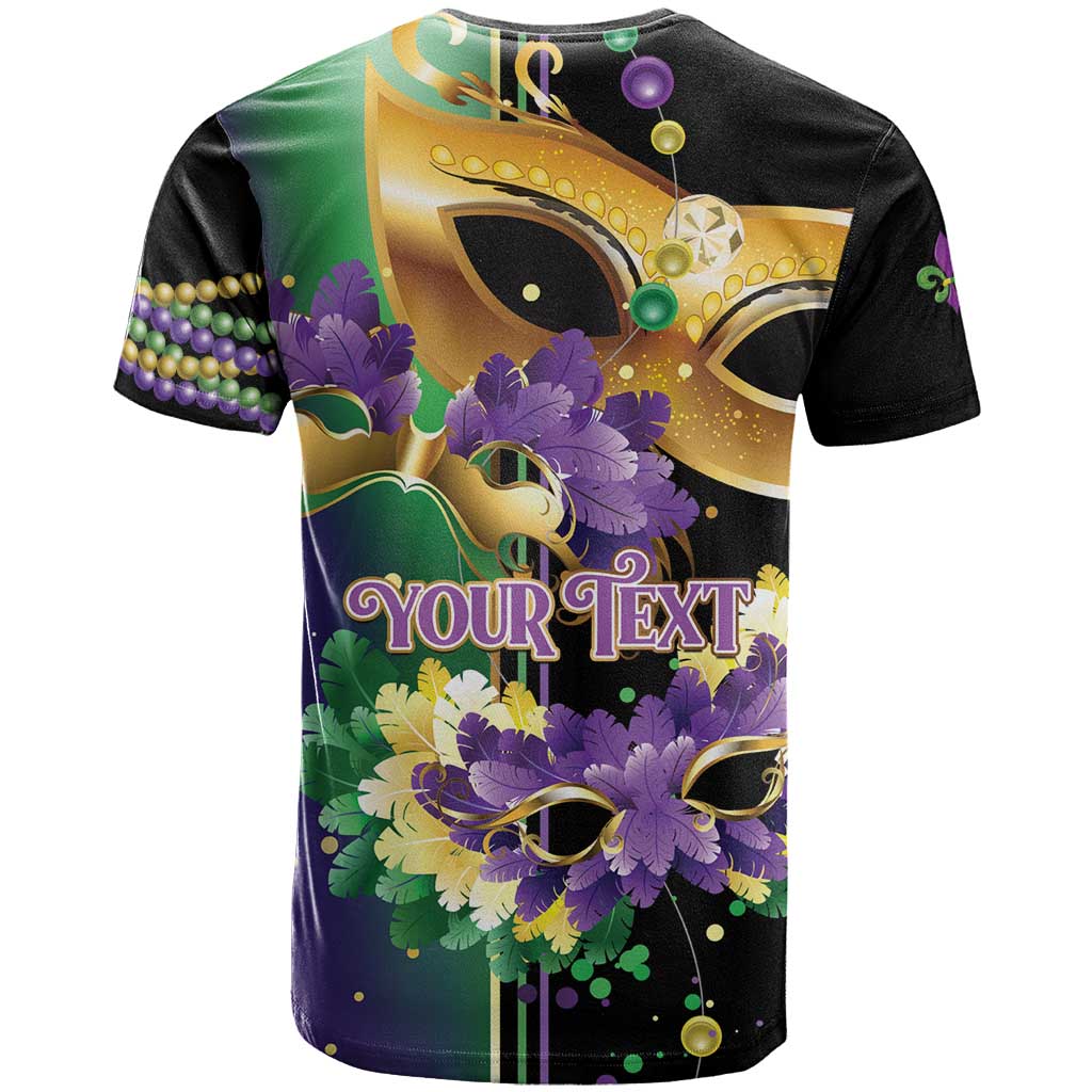 Personalized Mardi Gras T-Shirt Carnival Feathers Masks Graphic Tee