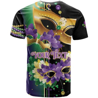 Personalized Mardi Gras T-Shirt Carnival Feathers Masks Graphic Tee