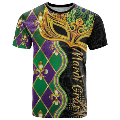Personalized Mardi Gras T-Shirt Gold Mask Unique Style Graphic Tee