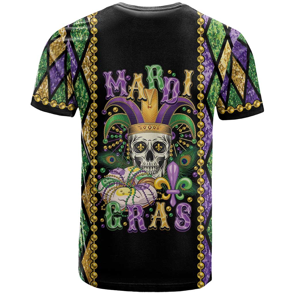 Mardi Gras Skull T-Shirt Beads Fleur De Lis Graphic Tee