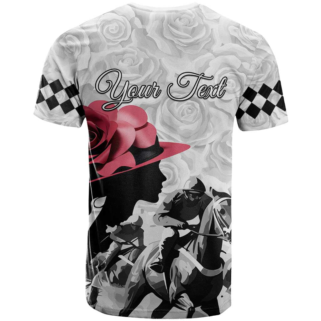 Kentucky Horse Racing Happy 151st Anniversary T-Shirt Silhouette Girl Derby Hat With Rose Graphic Tee