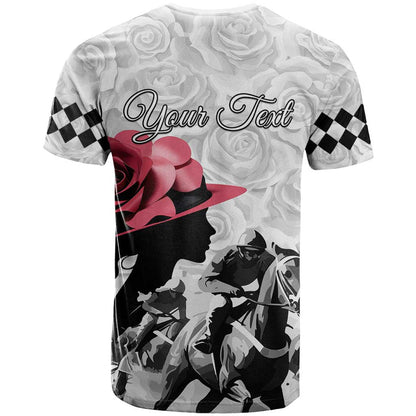 Kentucky Horse Racing Happy 151st Anniversary T-Shirt Silhouette Girl Derby Hat With Rose Graphic Tee