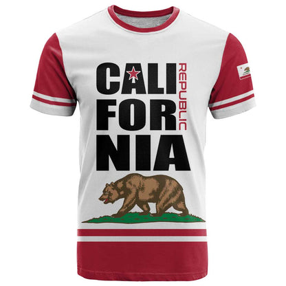 Personalized California Republic T-Shirt Red Star The Bear Flag Graphic Tee