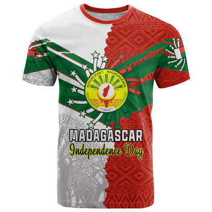 Personalised 26 June Madagascar Independence Day T-Shirt Baobab Mix African Pattern Graphic Tee