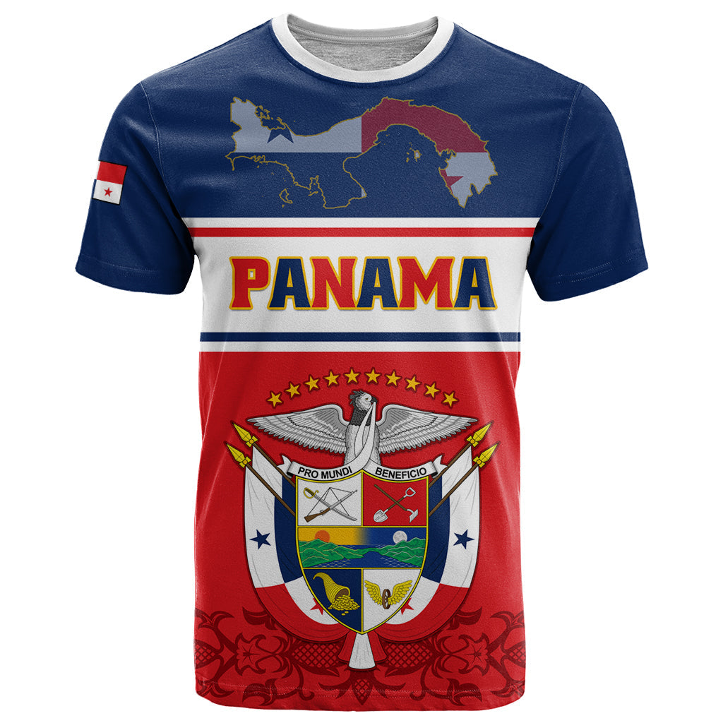 Panama Independence Day T-Shirt Coat Of Arms Pollera Pattern Graphic Tee
