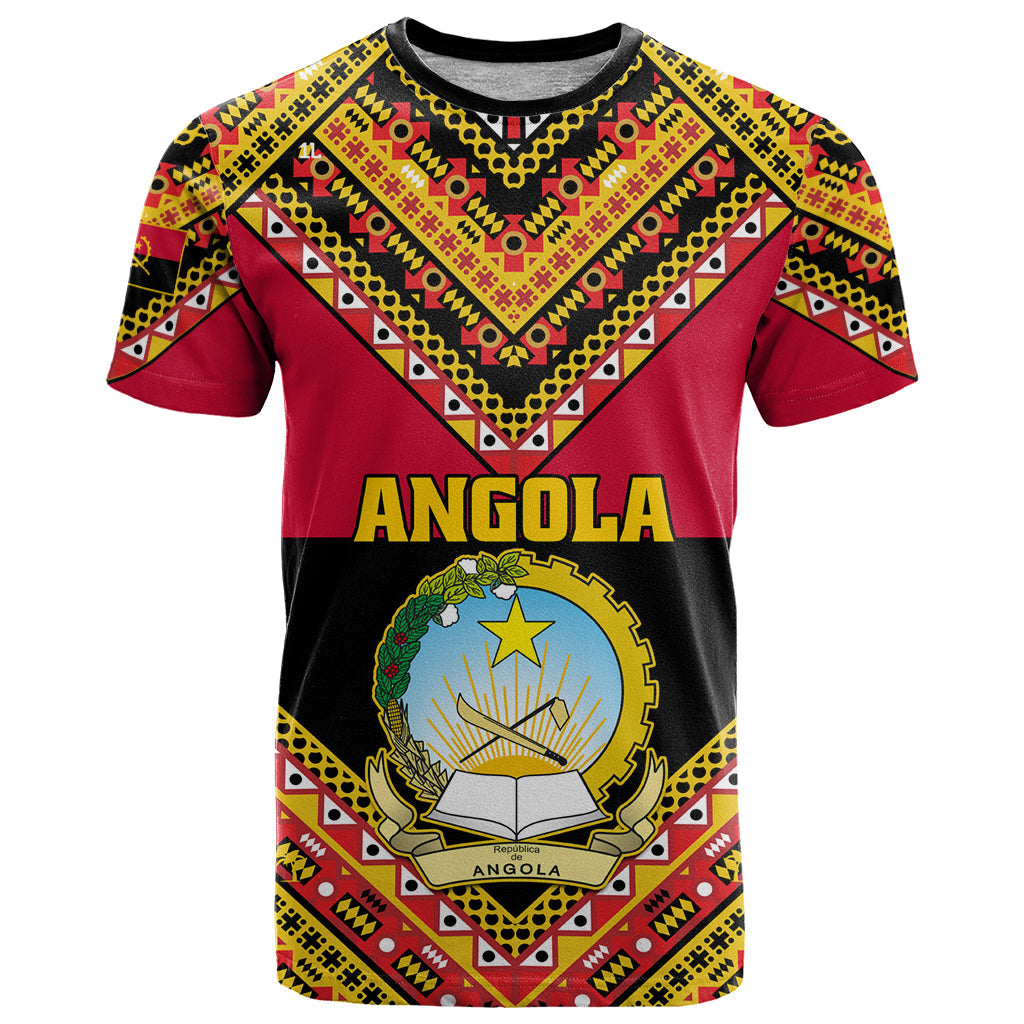Angola Independence Day T-Shirt Coat Of Arms Samakaka Pattern Graphic Tee