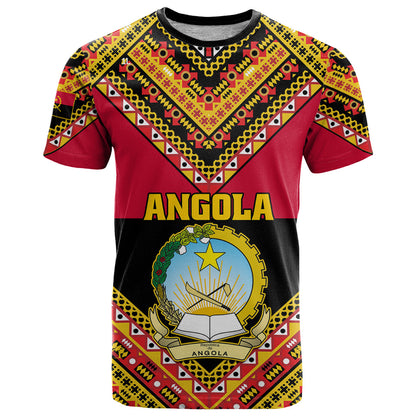 Angola Independence Day T-Shirt Coat Of Arms Samakaka Pattern Graphic Tee