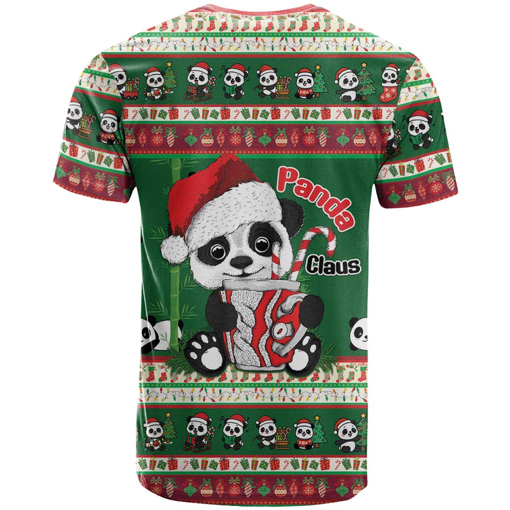 Cute Panda Claus Christmas T-Shirt Panda Santa Claus Graphic Tee