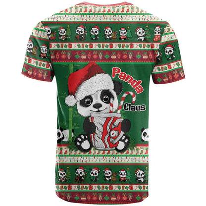 Cute Panda Claus Christmas T-Shirt Panda Santa Claus Graphic Tee