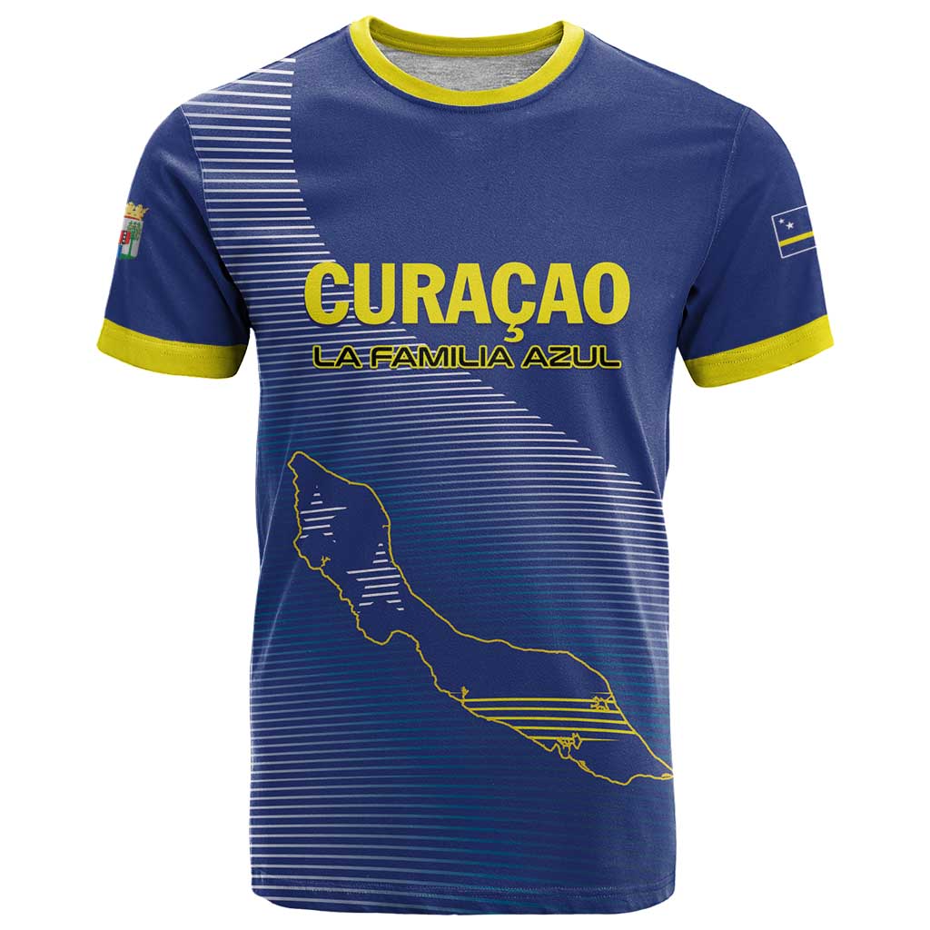 Custom Curacao Football T-Shirt La Familia Azul Go Champion Graphic Tee