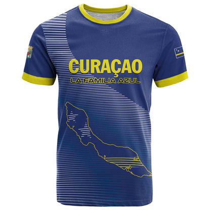 Custom Curacao Football T-Shirt La Familia Azul Go Champion Graphic Tee